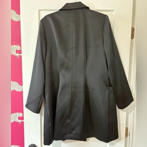 H&M Black Oversized Double-Breasted Longline Blazer - Picture 4 of 5